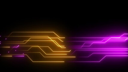 Wall Mural - abstract technology background with neon blue lines seamless looping. technology background .4k video
