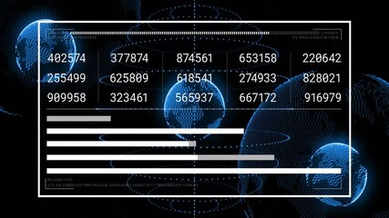 Poster - On start HUD overlay pulsing globe, numeric grid updating, bars extending visualizing data