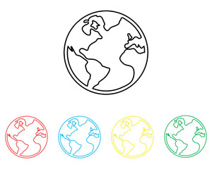 Poster - Globe icon vector. Earth icon sign symbol in trendy flat style. Set elements in colored icons. Planet vector icon illustration isolated on white background