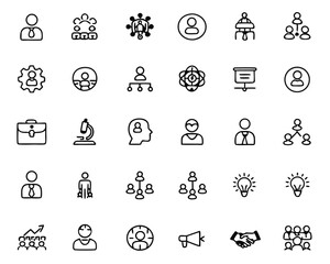 Poster - Professional collection of business people symbols illustrating collaboration leadership and team dynamics perfect for corporate presentations and digital platforms