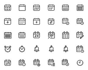 Poster - A comprehensive collection of thin line graphic elements for scheduling appointments and important dates presented in a clean and modern style