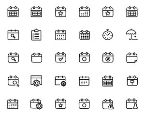 Poster - Comprehensive collection of thin line graphical elements representing dates appointments scheduling and important occasions all easily adaptable for various design needs