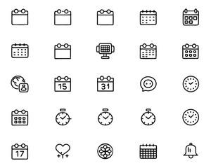 Poster - Comprehensive collection of thin line graphics representing various calendar and event related concepts perfect for digital planning and scheduling applications
