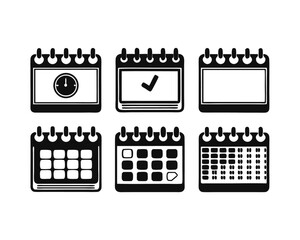 Poster - Comprehensive collection of diverse calendar symbols and planning elements featuring daily weekly monthly and yearly representations for organizational needs
