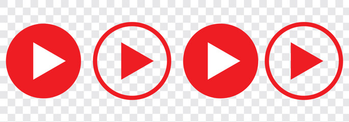 Poster - Set of play buttons icons. Play button. Video audio player. Vector illustration. Play buttons. Vector icons isolated on background white. Play button icon set.
