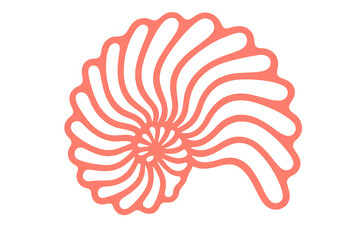 Poster - Rotating nautilus shell with living coral color on transparent background, ideal for summer projects