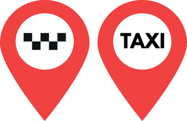 Poster - Taxi location pin icon set . Map pin with taxi car sign. Vector illustration
