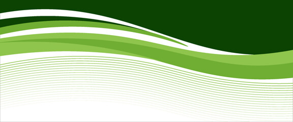 Poster - Abstract White and Green wave wide background banner