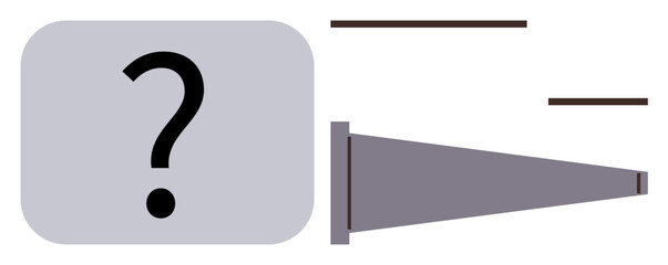 Poster - Large question mark near a funnel, symbolizing analysis, filtering, decision-making, data flow, and solutions. Ideal for concepts in research, problem-solving, focus hierarchy clarity