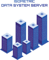 Aufkleber - Modern data center servers glowing with ultraviolet light, digital network infrastructure. isometric design for Data center concept, data center connection, concept of cloud storage, data transfer. 