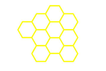 Poster - Yellow honeycomb pattern on a transparent background symbolizes connection, teamwork, and collaboration in business and nature