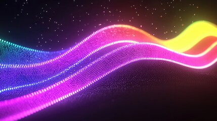 Poster - Vibrant light waves illuminate abstract digital art virtual space graphic design futuristic environment
