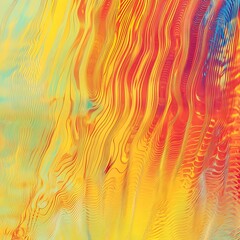 Poster - Bright electric yellow waves sweeping across the screen forming a colorful pattern of ripples and waves