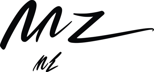 Poster - MZ initials vector logo: elegant, modern, stylish script design