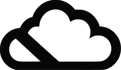 Leinwandbilder - Bold Black Vector Cloud Icon: Partially Cloudy, Minimalist Style