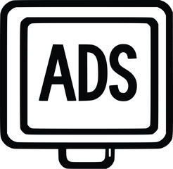 Leinwandbilder - Bold Black Vector Ads Icon: Digital Marketing Display Screen