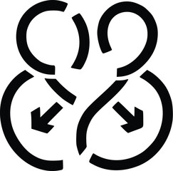Poster - Abstract vector illustration: interconnected people, downward arrows, minimalist style.