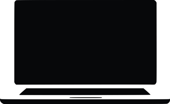 Simple black vector laptop icon: minimal, modern design.
