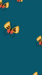 Poster - Animation of orange butterfly moving in hypnotic motion on blue background