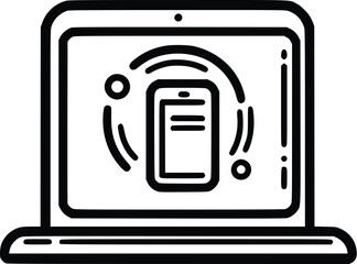 Leinwandbilder - Modern Laptop Screen Vector: Mobile App Synchronization Illustration