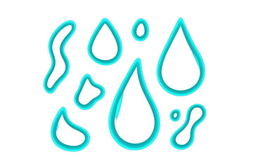 Poster - Luminescent azure droplets splashing dynamically, radiating electric glow against transparent surface with fluid motion