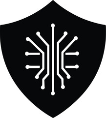 Leinwandbilder - Cybersecurity shield vector icon: digital data protection concept
