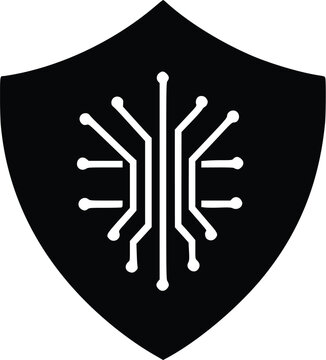 Cybersecurity shield vector icon: digital data protection concept