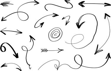 Fototapete - Hand drawn arrow vector set doodle style collection of direction pointers sketch design elements graphic art