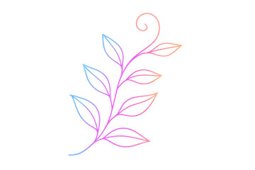 Aufkleber - Glowing neon branch casting luminous leaves against transparent backdrop, delivering vibrant botanical digital design element