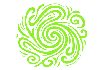 Poster - Vibrant green spiral curving into organic flower-like design with transparent backdrop