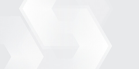Poster - White abstract geometric abstract background overlap layer on bright space simple abstract modern design