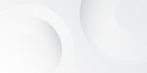 Poster - Modern white geometric abstract background overlap layer on bright space with lines simple abstract art