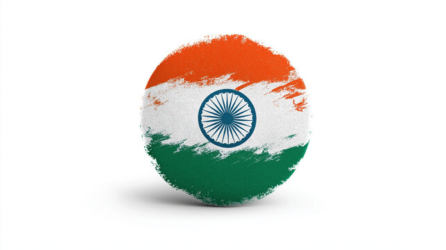 Indian Flag Circle: A vibrant circular representation of the Indian flag, rendered in a unique grunge style, adding a dynamic and artistic touch to the iconic tricolor.