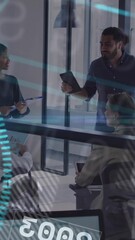 Poster - Animation of globe over diverse business people in office