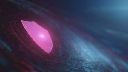Fototapete - Futuristic Quantum Security Shield with Digital Circuits Over Microchip Network for Advanced Cybersecurity and Data Protection in Technology Marketing