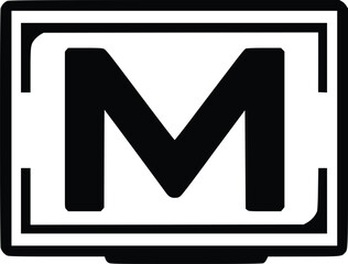 Poster - Bold vector letter M logo; modern, minimal, screen design.