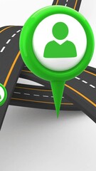 Poster - Animation of icons over roads on white background