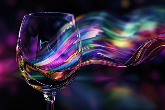 Beautiful Abstract Colourful Background Words Fake in a Glass on a Black Background 3D Rendering I