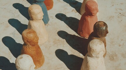 Poster - Modern Authentic Political Polarization Concept with Divided Figurines Representing Society Clusters for Editorial and Marketing Use