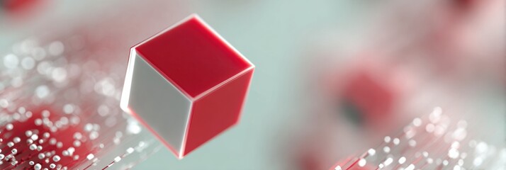 Poster - Quantum security cube on advanced data circuits with dynamic digital network connections and glowing lines, symbolizing innovation in data storage systems