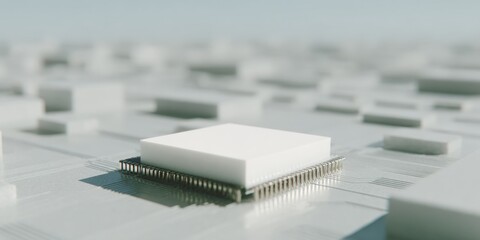Aufkleber - Futuristic Quantum Chip on Integrated Circuit Grid with Active Data Transmission for AI Growth and Big Data Infrastructure Marketing