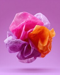 Aufkleber - Vibrant Floating Tissue Paper Art in Pink and Orange Shades with Soft Lighting for Creative Design and Modern Lifestyle Projects