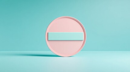 Poster - Modern Digital Style Entry Restriction Sign with Circular No Entry Symbol on Minimalist Pastel Background for Web and App Content Control