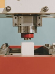 Aufkleber - Industrial Load Testing Machine Applying Force on Material Specimen for Tensile Strength in Quality Assurance and Manufacturing Process Innovation