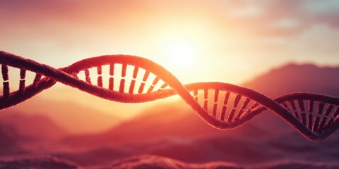 Aufkleber - High-Quality Genomics DNA Double Helix at Sunset Modern Biotechnology Innovation for Professional Healthcare and Science Marketing Content