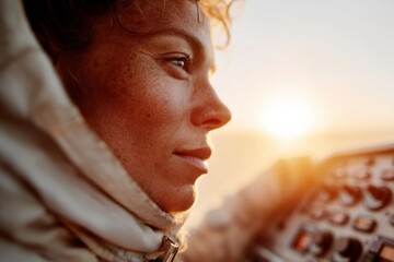 Poster - Modern Professional Astronaut Operating Spacecraft Dashboard Premium Authentic Aerospace Technology Content for Tech Marketing and Social Media Campaigns
