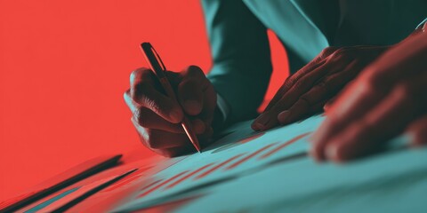 Poster - Professional Human and Robotic Assistant Collaborating on Data Analysis Modern Authentic AI Business Intelligence for Corporate Marketing and Tech Content