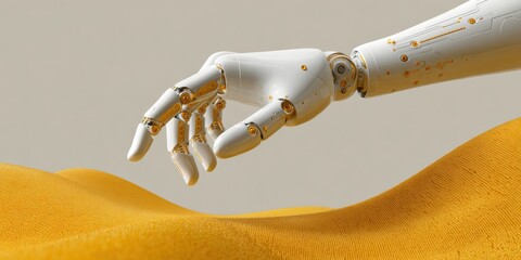Poster - Futuristic Robotic Hand Reaching Quantum Computing Interface with Digital Symbols and Encrypted Data Streams for Tech Innovation and Business Optimization