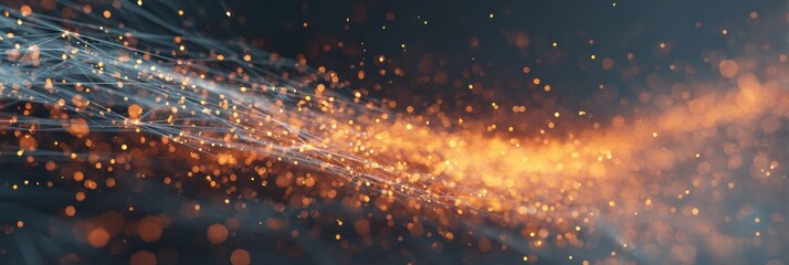 Poster - Quantum optimization showcasing dynamic digital data streams in fiber-optic networks for advanced AI-powered cloud computing and real-time smart grid solutions