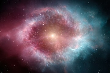 Poster - Cosmic Nebula with Glowing Star Core in Deep Space - Ethereal Astronomy Image for Science Education and Digital Exploration Content